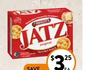 Foodworks Arnott's Savoy, Jatz or Clix Crackers 225/250g Selected Varieties offer