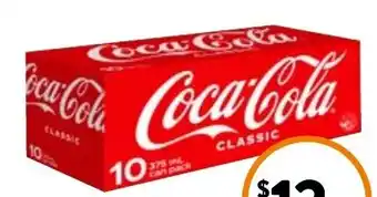 Foodworks Coca-Cola or Mount Franklin Sparkling Cans 10 Pack x 375ml offer