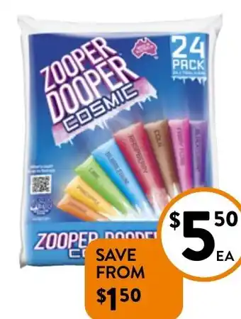 Foodworks Zooper Dooper Ice Blocks 24 Pack x 70ml offer