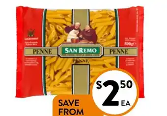 Foodworks San Remo Pasta 375/500g Selected Varieties offer