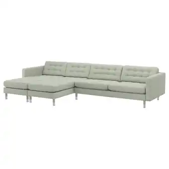 IKEA Landskrona 5-seat sofa, with chaise longues/gunnared light green/metal offer