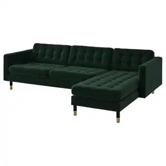 IKEA Landskrona 4-seat sofa, with chaise longue/djuparp dark green/wood offer