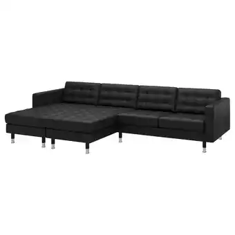 IKEA Landskrona 4-seat sofa with chaise longues, grann/bomstad black/metal offer