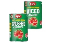 Foodworks SPC Diced or Crushed Tomatoes 400/410g offer