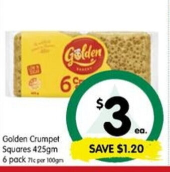 Spar Golden Crumpet Squares 425gm offer