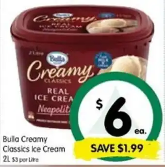 Spar Bulla Creamy Classic Ice Cream 2L offer