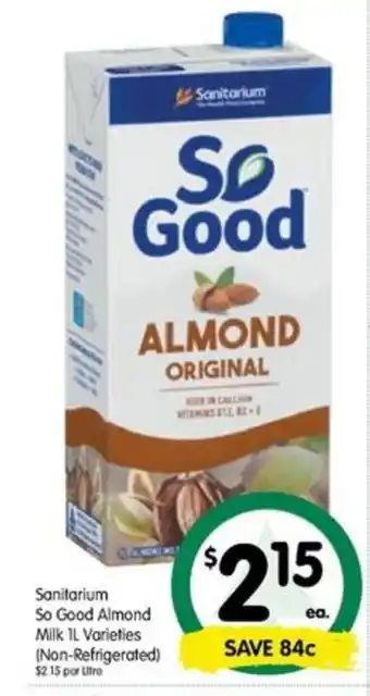 Spar Sanitarium so Good Almond Milk 1L Varieties offer