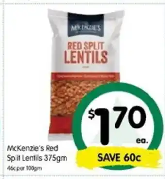 McKenzie's Red Split Lentils 375gm