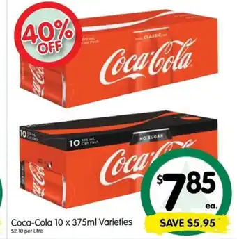 Spar Coca-Cola 10x375ml Varieties offer