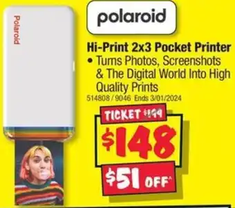 JB Hi-Fi Hi-Print 2x3 Pocket Printer offer