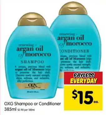 Spar OXG Shampoo or Conditioner 385ml offer