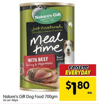 Spar Nature's Gift Dog Food 700gm offer