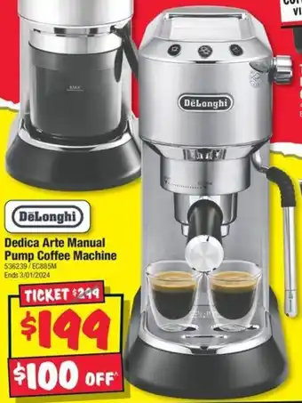 JB Hi-Fi Dedica Arte Manual Pump Coffee Machine offer