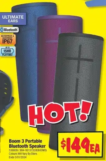 JB Hi-Fi Boom 3 Portable Bluetooth Speaker offer