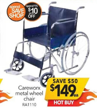 Cheap as Chips Careworx Metal Wheel Chair RA1110 offer