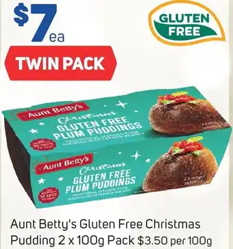 Foodland Aunt Betty's Gluten Free Christmas Pudding 2 x 100g Pack offer