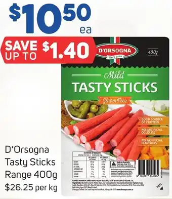Foodland D'Orsogna Tasty Sticks Range 400g offer