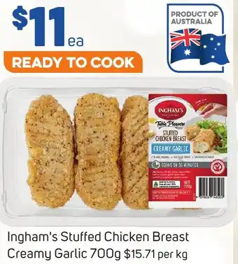 Foodland Ingham's Stuffed Chicken Breast Creamy Garlic 700g offer