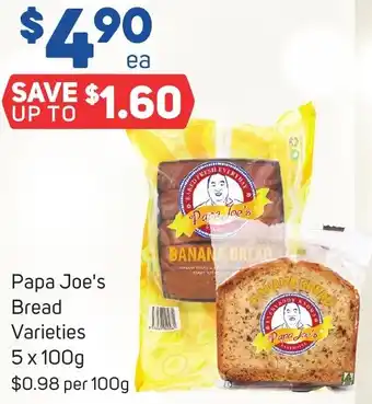 Foodland Papa Joe's Bread Varieties 5 x 100g offer