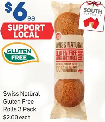 Foodland Swiss Natüral Gluten Free Rolls 3 Pack offer