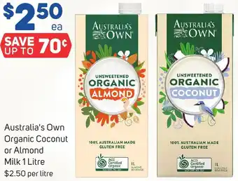 Foodland Australia's Own Organic Coconut or Almond Milk 1 Litre offer