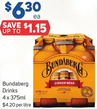 Foodland Bundaberg Drinks 4 x 375ml offer