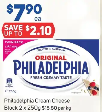 Foodland Philadelphia Cream Cheese Block 2 x 250g offer