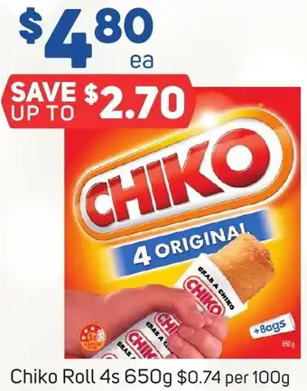 Foodland Chiko Roll 4s 650g offer