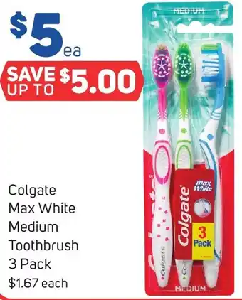 Foodland Colgate Max White Medium Toothbrush 3 Pack offer