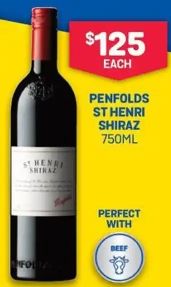 Bottlemart PENFOLDS ST HENRI SHIRAZ 750ML offer