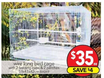 Cheap as Chips Wire Long Bird Cage 59x41x42cm offer