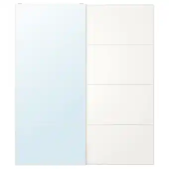 Auli / mehamn pair of sliding doors, mirror glass/double sided white, 200x236 cm
