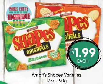 Spudshed Arnott's Shapes Varieties 175g-190g offer