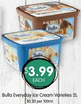 Spudshed Bulla Everyday Ice Cream Varieties 2L offer