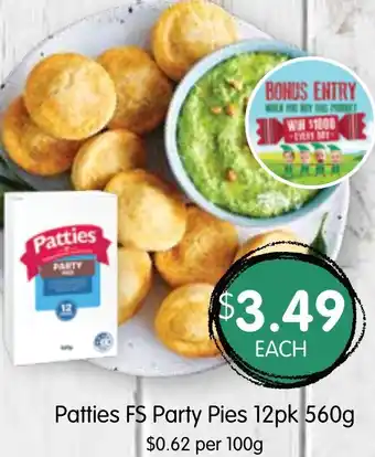 Spudshed Patties FS Party Pies 12pk 560g offer