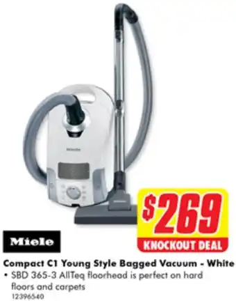 The Good Guys Compact C1 Young Style Bagged Vacuum - White offer