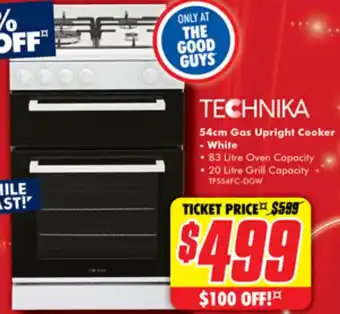 The Good Guys 54cm Gas Upright Cooker - White offer