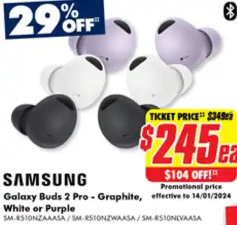 The Good Guys Galaxy Buds 2 Pro - Graphite, White or Purple offer