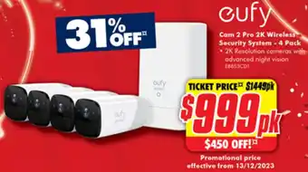 The Good Guys Cam 2 Pro 2K Wireless Security System - 4 Pack offer
