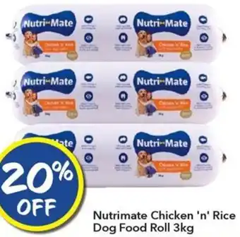 Ritchies Nutrimate Chicken 'n' Rice Dog Food Roll 3kg offer