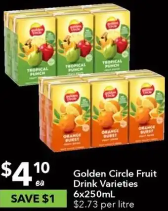 Ritchies Golden Circle Fruit Drink Varieties 6x250mL offer