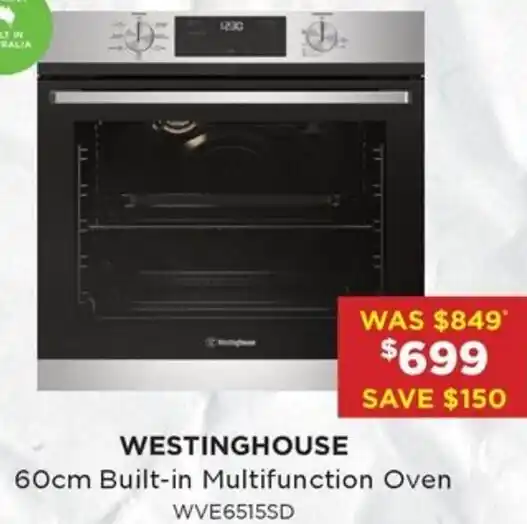 WESTINGHOUSE 60cm Builtin Multifunction Oven offer at Bing Lee