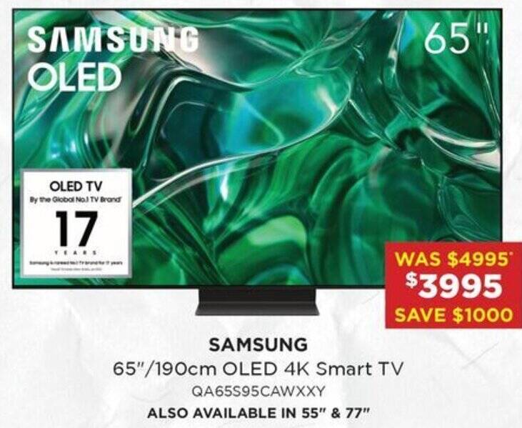 65"/190cm OLED 4K Smart TV offer at Bing Lee