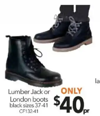 Cheap as Chips Lumber Jack or London Boots offer
