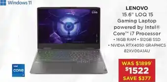 Bing Lee 15.6" LOQ 15 Gaming Laptop powered by Intel Core i7 Processor offer