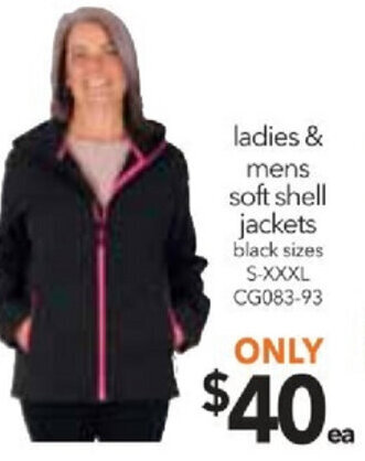 Ladies & Mens Soft Shell Jackets S-XXXL