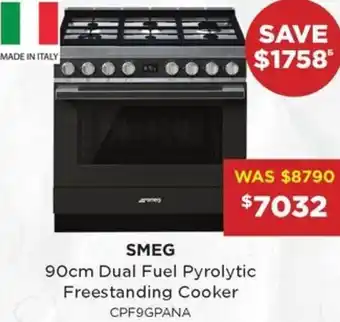 Bing Lee 90cm Dual Fuel Pyrolytic Freestanding Cooker offer