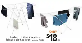 Cheap as Chips Fold Out Clothes Airer KB007/ Foldable Clothes Airer 16 Metre KB003 offer