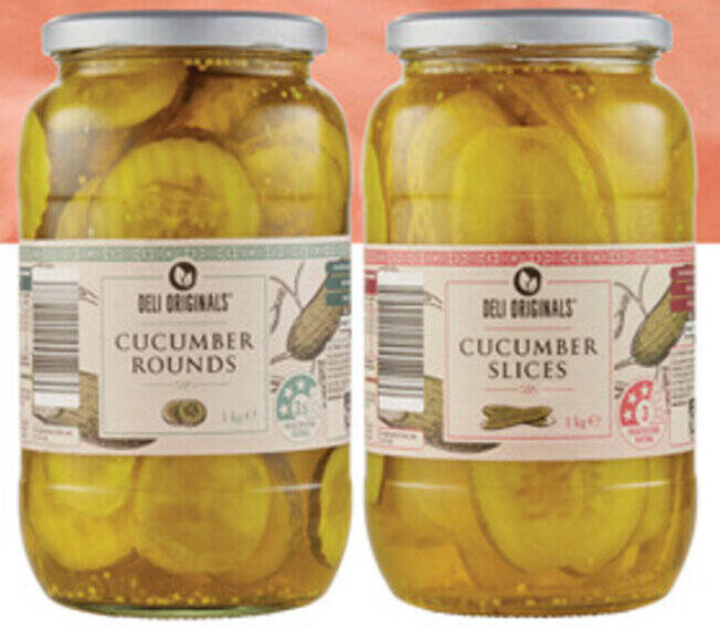 Deli Originals Pickled Cucumbers 1kg offer at ALDI