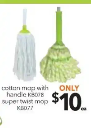 Cheap as Chips Cotton Mop with Handle KB078 Super Twist Mop KB077 offer